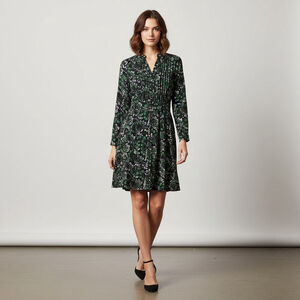 Veronica Beard 100% Silk Floral Ruched Mini Dress Green Navy Size 6